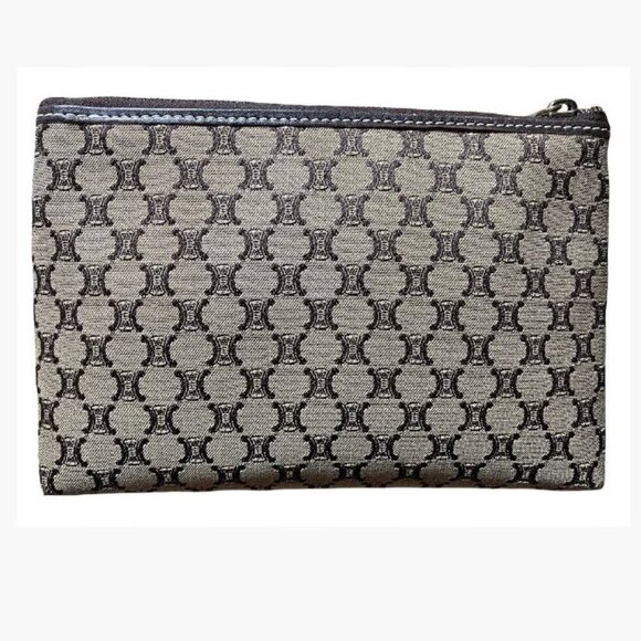Celine Vintage Cosmetic Pouch Macadame or Triomphe Style Coated Canvas  EUC - Picture 2 of 12